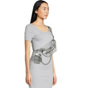 Madden NYC  Crossbody Convertible Fanny Pack Bag NWT Clear With Silver stadium